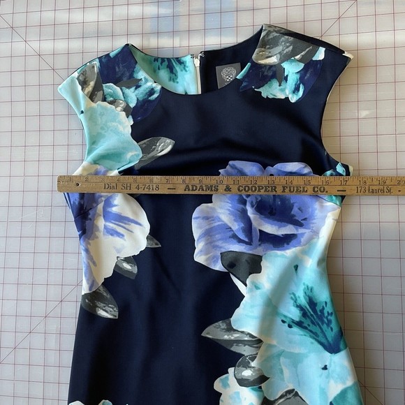 EUC Vince Camuto Womens Size 8 Navy Floral Sheath Dress - Picture 8 of 8